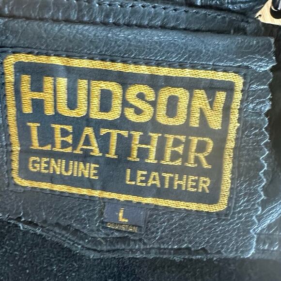 Hudson Leather Black Leather Motorcycle Chaps Sz. L - Picture 5 of 5